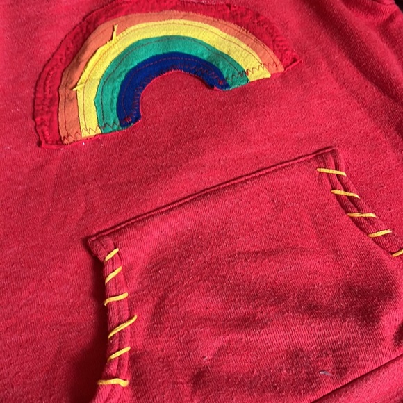 J La La Distressed Red Rainbow Hoodie Sweatshirt - Picture 2 of 9
